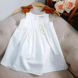 Tom&Chelsea - Váy đầm bé gái (8-33kg / 1-8 tuổi) Váy babydoll nơ vai xinh, vải linen thô mát mùa hè cho bé