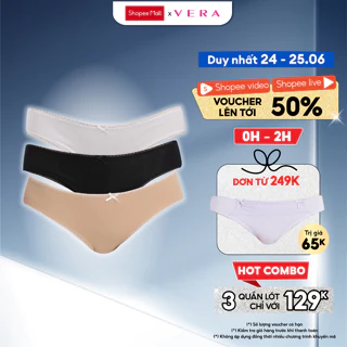 Combo 3 Quần lót Bikini nữ VERA Cotton 4C trơn - V0546 [Giao màu ngẫu nhiên]