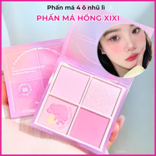 Phấn Má Hồng 4 Ô XiXi Violet Tông Lì Và Nhũ Chuẩn Màu Không Thấm Nước Lâu Trôi NO.D511