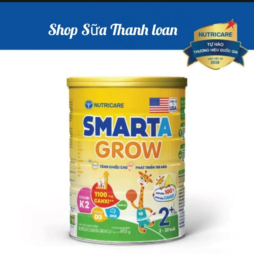 [HSD T11-2025] Sữa Bột Nutricare Smarta Grow Số 1+/ 2+ 850g Dinh Dưỡng Cho Trẻ Thấp Còi.