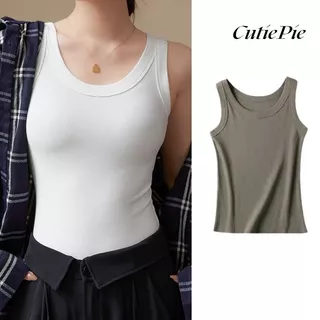 Áo Ba Lỗ Hai Dây Dáng Dài Cổ Chữ U Ôm Body Chất Thun Gân Co Dãn - CUTIE PIE