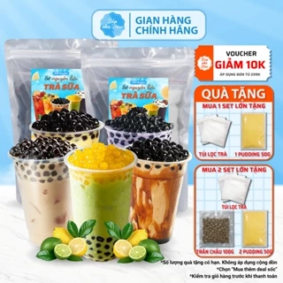 Set Trà Sữa 15 Ly Nguyên Liệu Trà Sữa Thái Xanh Phúc Long Hoàng Kim Socola Kèm Công Thức Làm Trà Sữa Tư Nấu Đậm Vị