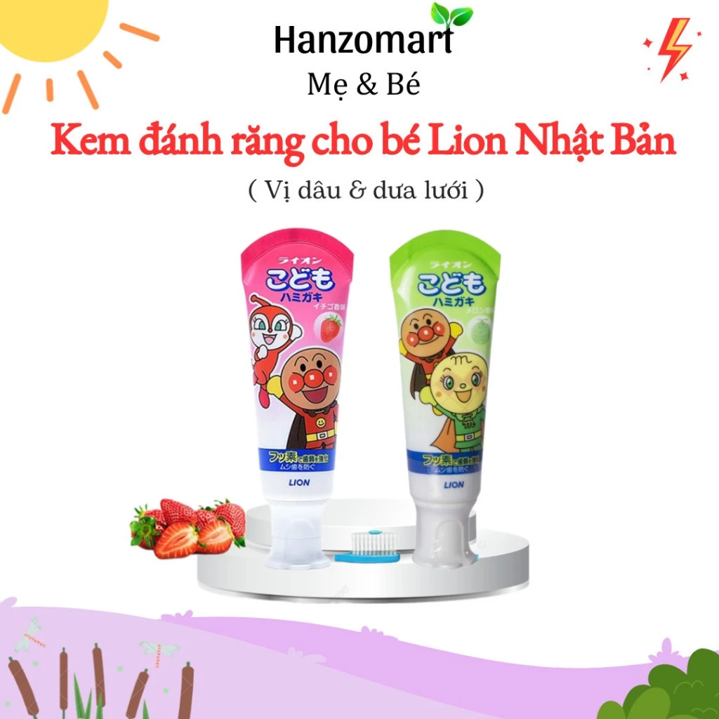 Kem Đánh Răng Lion Nhật Bản Cho Bé 40g đủ vị hanzomart hanzo2009