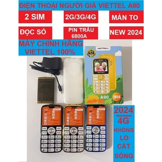 Điện Thoại Người Già VIETTEL A90 4G( NEW 2024) - 2 sim 2 sóng,Loa To Chữ Lớn Mới FullBox - BẢO HÀNH 12 THÁNG 1 ĐỔI 1