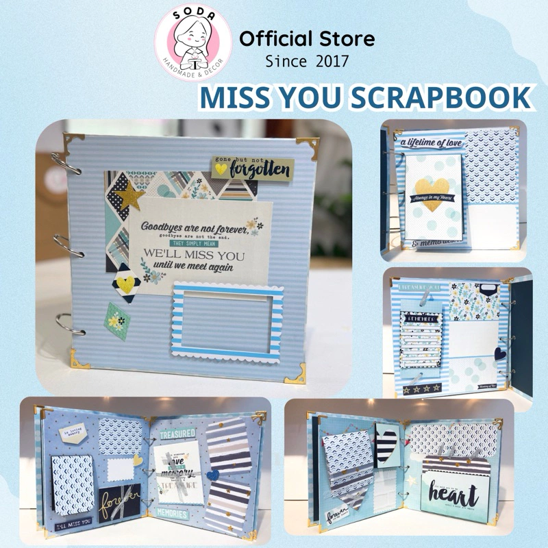 [Album handmade ]  Miss You Scrapbook-chủ đề kỉ niệm chia tay size 22x22 Blue