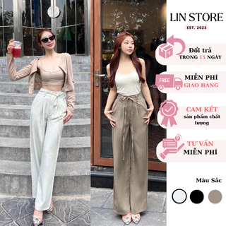 Quần Ống Suông Chất Linen Thái Loại 1- Đen, Nâu, Kem