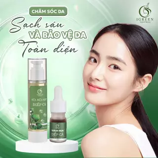 Sữa rửa mặt + Serum diếp cá Igreen hỗ trợ giảm mụn mủ, mụn ẩn, mụn trứng cá, se khít lỗ chân lông