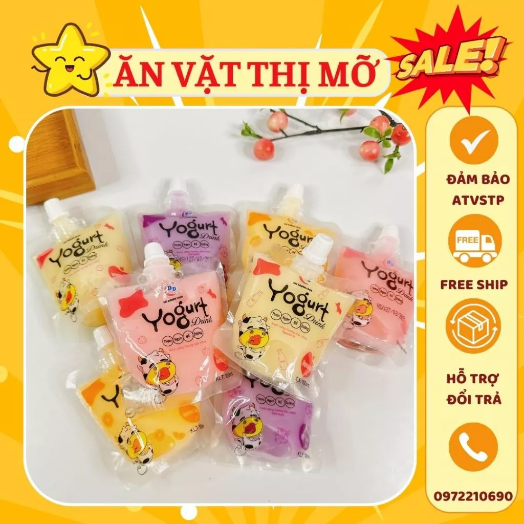 Túi Nước Sữa Chua Trái Cây Yogurt 4 Vị, Sữa Chua Uống Giải Nhiệt (100ML)