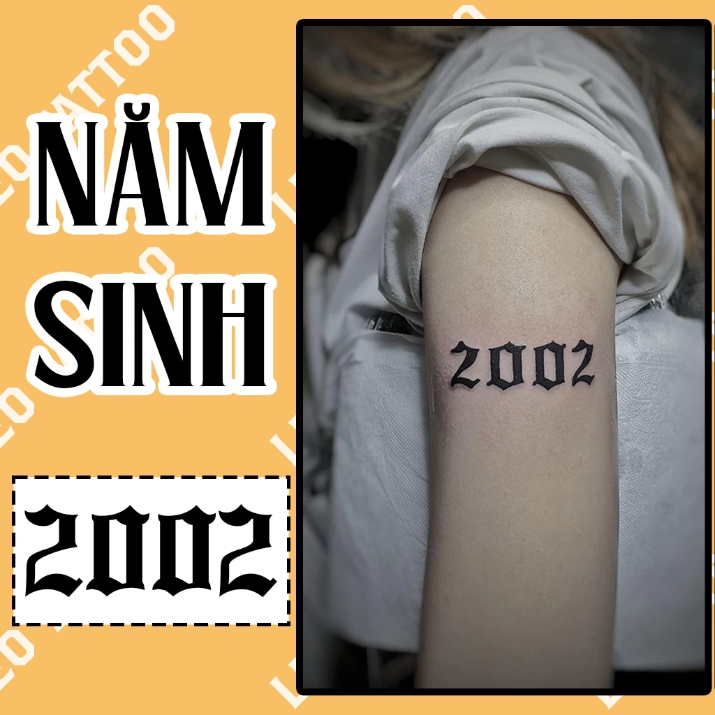 Hình Xăm Dán Năm Sinh - Sử dụng 2-5 ngày - Không Lem Dễ Dàng Tẩy Xóa - Phù Hợp Chụp Ảnh, Đóng Phim LEO TATTOO