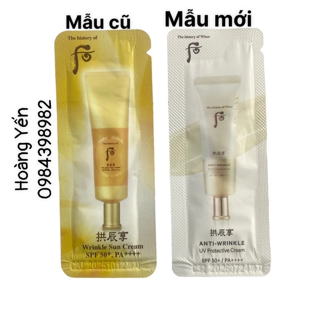 [10 gói] kem chống nắng chống nhăn Whoo Wrinkle Sun Cream SPF 50+/PA+++