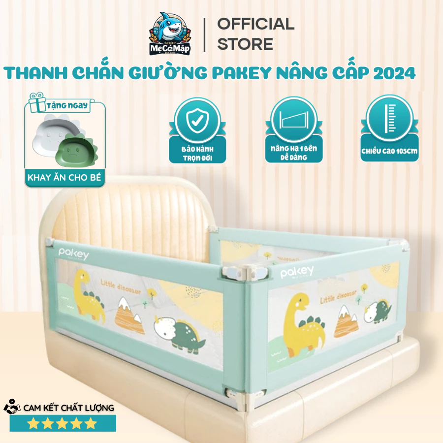 Thanh Chắn Giường Pakey LC1 Bản New Cao 105cm Ống Thép Siêu Dày, Thanh Chắn Giường Thiết Kế Chốt Nâng Cấp Bấm Hạ Dễ Dàng