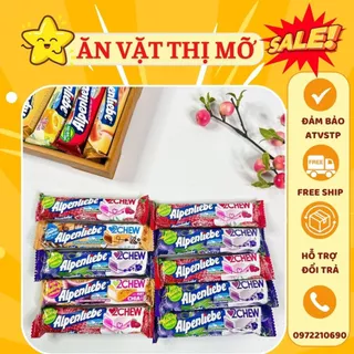 Kẹo mềm Alpenliebe 2 Chew đủ vị dạng thỏi- Hương dâu, Nho, Chanh leo hạt chia, trà sữa đường đen