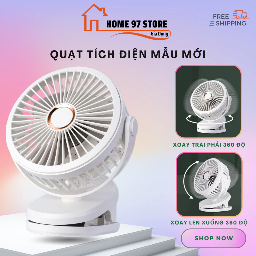 Quạt mini sạc điện 10000 mah quạt kẹp GF07 Thích hợp cho máy tính để bàn, trường học, văn phòng , xe đẩy cho bé