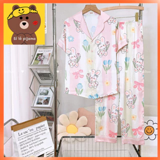 HỎA TỐC - Đồ Bộ Mặc Nhà Pijama Boo Lụa Latin Tay ngắn quần dài (form 40-60kg)