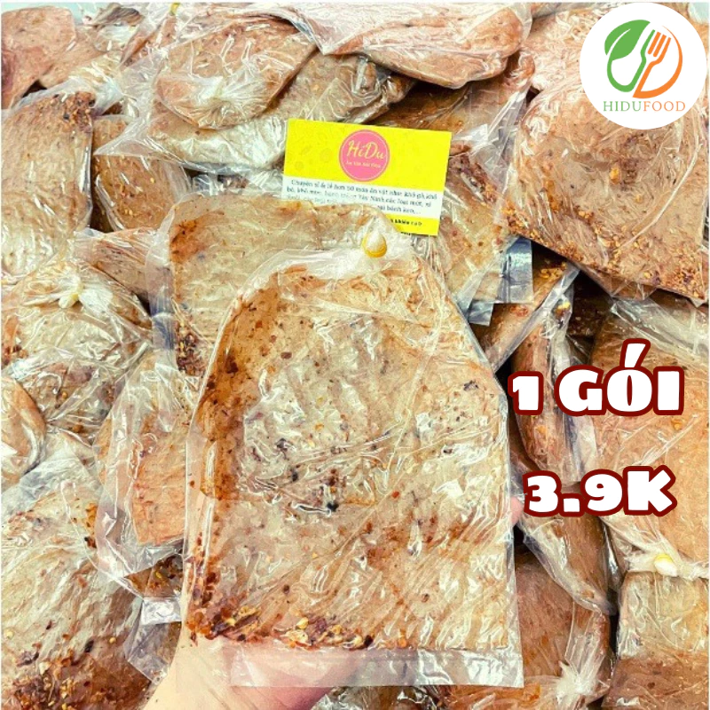 Bánh tráng xì ke muối nhuyễn 5 gói, bánh tráng muối sặc tây ninh siêu cay phơi sương đồ ăn vặt HiDu Food