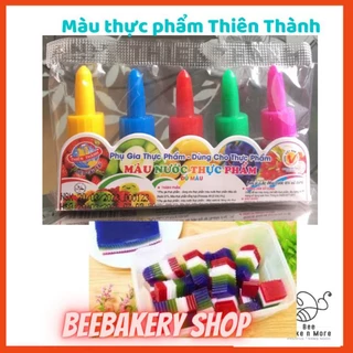 Combo 5 chai màu nước thực phẩm làm rau cau, làm bánh, pha chế...(hàng công ty Thiên Thành)