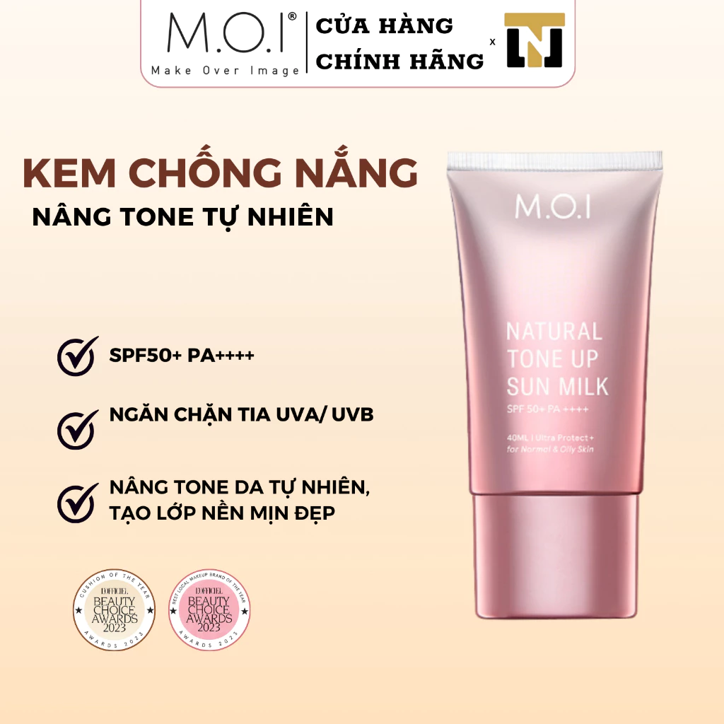 Kem chống nắng M.O.I Cosmetics Natural Tone Sun Milk SPF50+ PA++++ 40ml