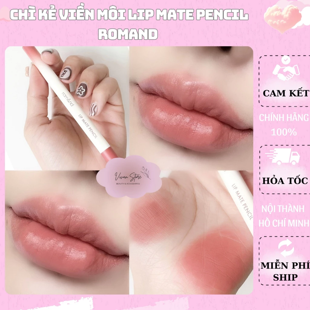 Chì Kẻ Viền Môi Hai Đầu Mịn Nhung Lì Romand Lip Mate Pencil chính hãng - Vivan Store