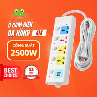 Ổ Cắm Điện USB Đa Năng Cao Cấp Chống Giật Dây Dài 4m, 2 Cổng Cắm USB Có Chốt An Toàn Tiện Dụng OD01