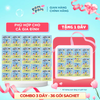 [COMBO 3 DÂY SACHET DU LỊCH] Giặt Xả 2in1 PomPom Active, Lành Tính Không Hóa Chất, Dưỡng Ẩm Da Tay