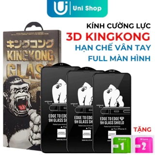 Cường Lực KingKong 3D, Miếng Dán Cường Lực Tự Dán Full Màn Đủ Dòng Hạn Chế Vân Tay Siêu Cứng Uni Shop
