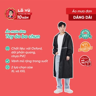 Áo Mưa Đơn Dáng Dài, Áo mưa vải Oxford, dải phản quang, nhựa PVC, 2 Size XL và XXL