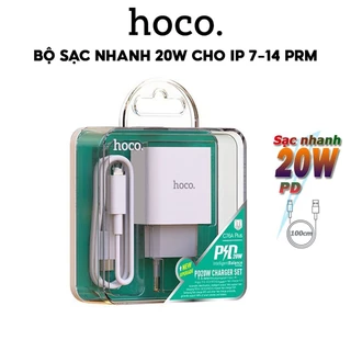 Bộ sạc nhanh PD20W Chính Hãng Hoco Dùng Cho IP 7-8-X-Xs-Xr-Xsm-11-12-13-14-Pro-Plus-Promax, Chất liệu PC chống cháy