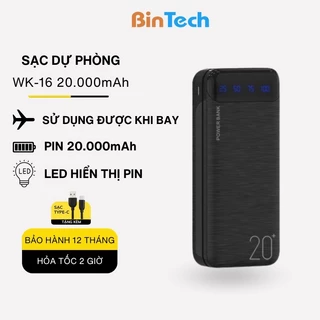 Pin Sạc Dự Phòng 20000mAh BINTECH 2 Output USB & 2 Input Micro/Type-C - Hỗ Trợ Sạc Nhanh