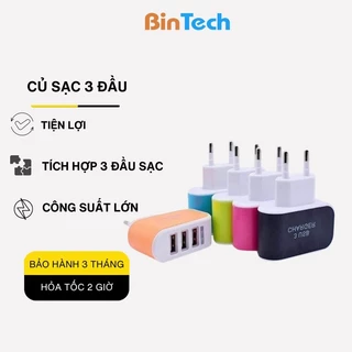 Củ Sạc 3 Đầu Tiện Lợi ( chọn màu ngẫu nhiên) - BINTECH