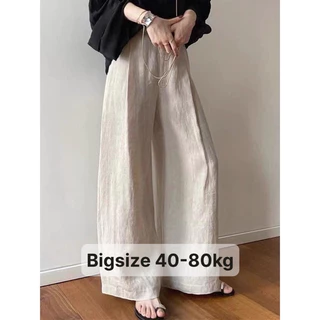 Quần suông ống rộng cạp cao mềm mịn mát ( có bigsize 40-75kg)  chất linen lên chuẩn form ,-TCS- Mã 22