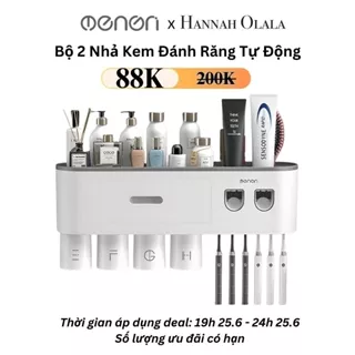 [Hannah Olala x OENON] Bộ 2 Nhả Kem Đánh Răng Tự Động OENON chất liệu nhựa ABS - Kèm Cốc Và Miếng Dán Tường