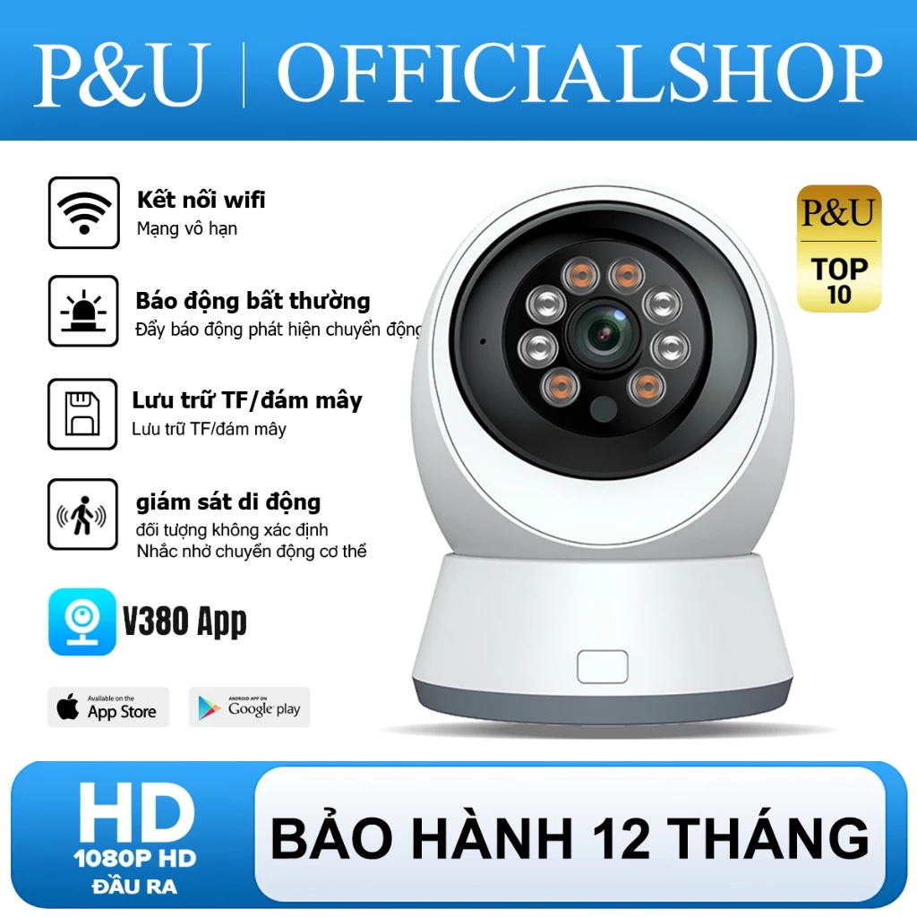 Camera IP Wifi Tiếng Việt quay đêm siêu nét 360 độ phân giải FULL HD 5MP Không Dây- Camera trong nhà