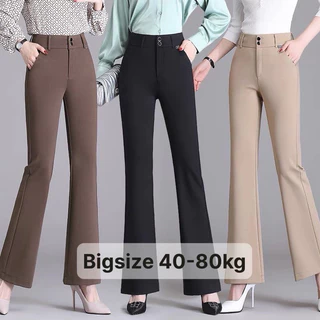 Quần ống loe cạp cao nữ dáng dài  có bigsize (40 -75kg), 2 nút cực kì tôn dáng-HVSHN-Mã 985