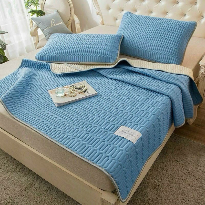 Giường mùa hè Tencel Latex kèm 2 vỏ gối 50x70cm chất liệu cao su non mát lạnh, sản phẩm chuẩn loại 1, màu trơn.