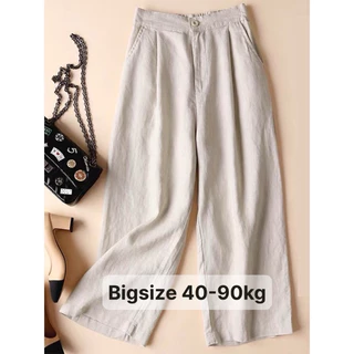 Quần đũi ống rộng suông ( bigsize 40-90kg)  nữ kiểu nhật, khóa cúc siêu mát lạnh- Baggy đũi