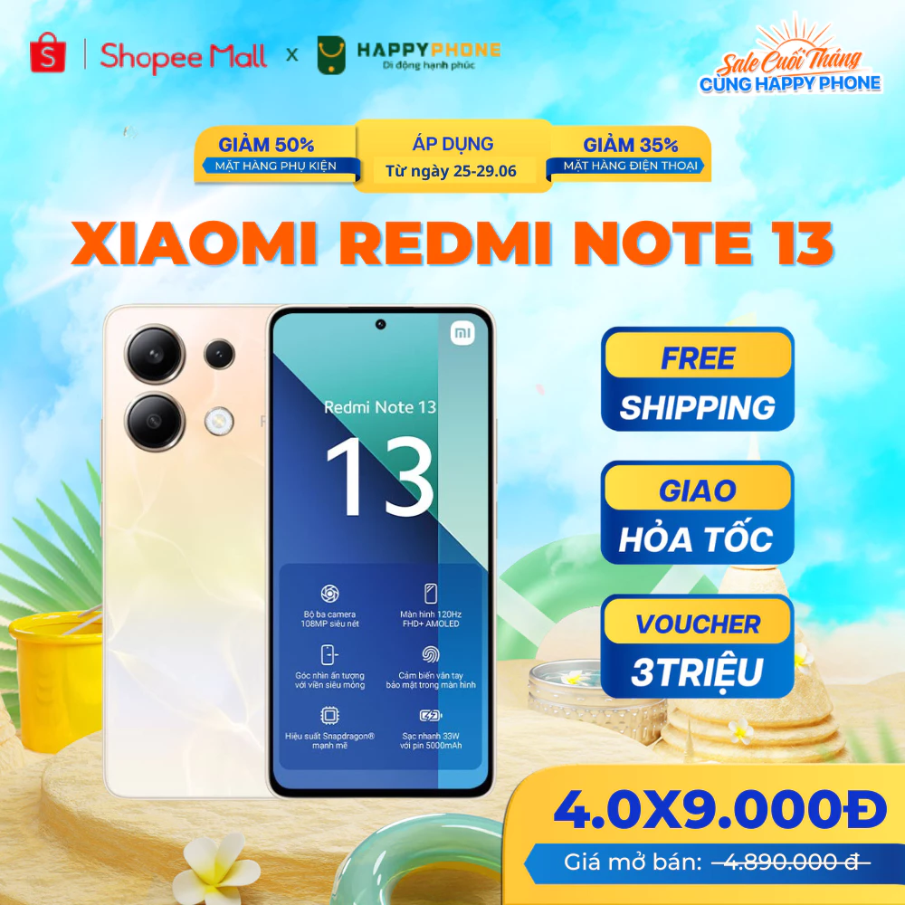 Điện thoại Xiaomi Redmi Note 13 -  Mới 100%, Bảo hành 18 tháng - Hàng Chính Hãng