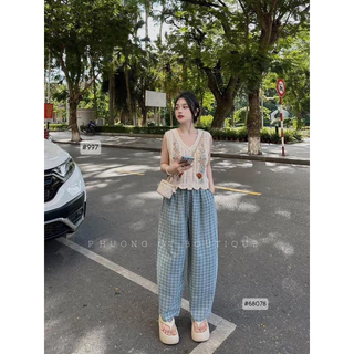 Quần Baggy Bò Giấy Kẻ Caro L1 (SẴN FULL SIZE)