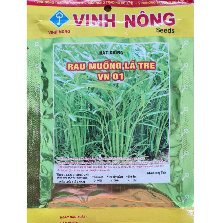 (Gói 50g - 100g) Hạt Giống Rau Muống Lá Tre chọn lọc cao cấp