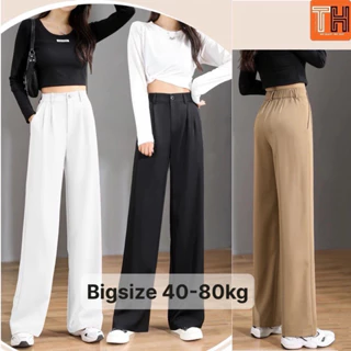 Quần ống rộng culottes lưng thun sau có (Bigsize 40-80kg)  dáng suông cạp cao tôn dáng-HVS- Mã 28