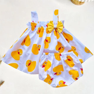 Đồ bộ 2 dây mặc hè cho bé gái size 3-15kg,  chất vải Cotton mềm mại, thoáng mát