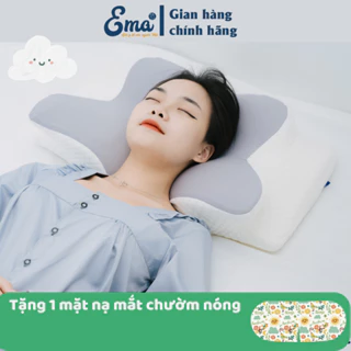 Gối công thái học cao su non EMA thế hệ 2 - Giảm đau mỏi cổ vai gáy - Ruột cao su non êm mềm cao cấp