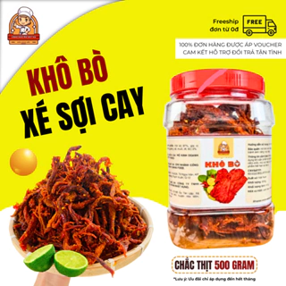 Khô Bò Sợi Loại 1 Chắc Thịt Từ Thịt Bò Thật Hũ 500G - Khô Bò Xé Sợi Thịt Bò Khô Tổng Kho Ăn Vặt