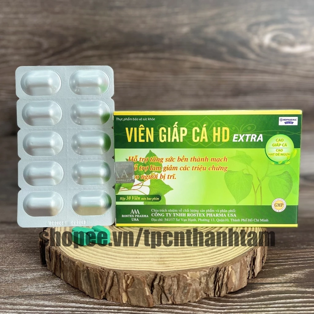 VIÊN GIẤP CÁ HD EXTRA giảm táo bón và trĩ - Hộp 30 viên