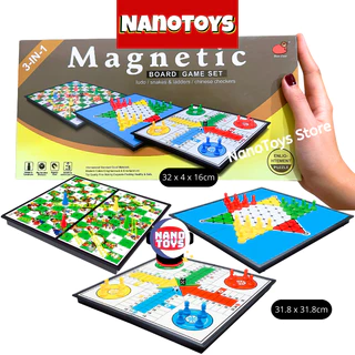 Đồ chơi cờ cá ngựa, cờ vây, rắn leo thang, 3 trong 1, có nam châm, phát triển trí tuệ - NANOTOYS STORE