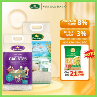 Combo Gạo ST25 và ST25 Lúa Tôm - Chính Hãng Vua Gạo - Túi 5kg (Cam kết date mới)