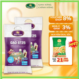 Combo 2 Túi Gạo ST25 2kg - Chính Hãng Vua Gạo (Cam Kết Date Mới) - Tổng 4kg