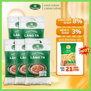 Combo 5 Túi Gạo Thơm Làng Ta - Thương Hiệu Vua Gạo - Mỗi Túi 2kg (Cam kết date mới)