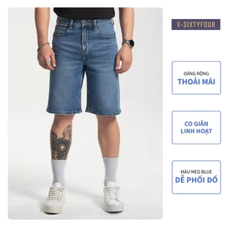 Quần Shorts Jeans Nam Dáng Rộng Màu Xanh Sáng. Light Blue Men's Jeans Shorts.V-SIXTYFOUR V64 - 123MD4103B1950