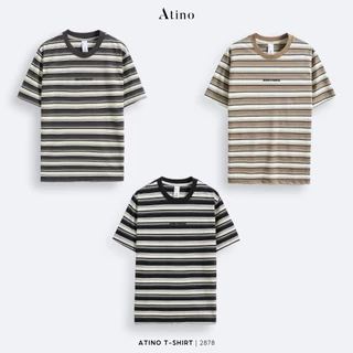 Áo Thun Nam Trơn Cổ Tròn Ngắn Tay ATINO Kẻ Ngang Chất Liệu Vải 100%Cotton Đặc Biệt Form Regular L.3.2878