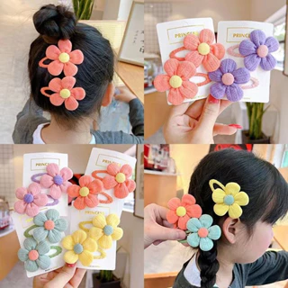 Set 2 kẹp tóc mái bọc vải đính hoa nhiều màu sắc phong cách kẹo ngọt Hàn Quốc